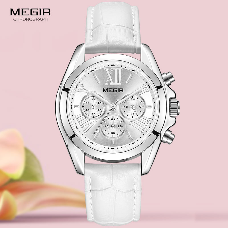Luxury Watch White - MEGIR2019 Baru Mewah Kulit Wanita Wanita