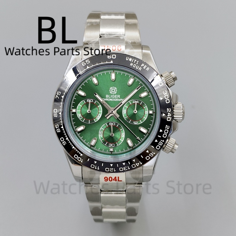 BLIGER Jam Tangan Pria Chronog - Luxury Watch With Green Dial ulasan dan harga
