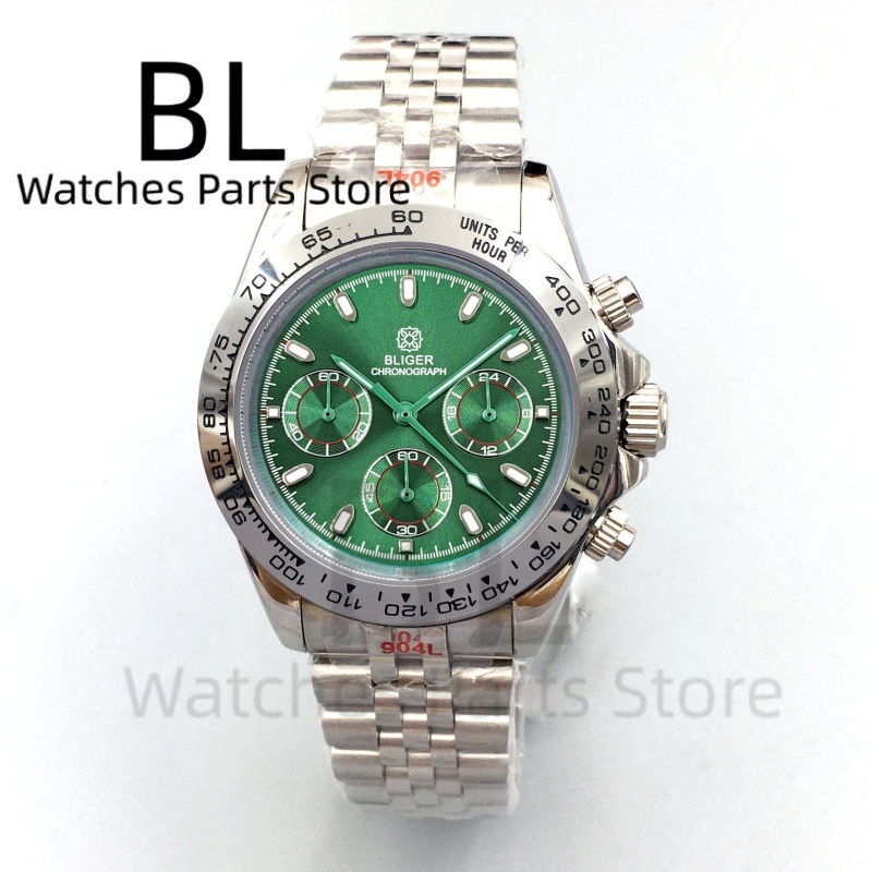 BLIGER Jam Tangan Pria Chronog - Luxury Watch With Green Dial ulasan dan harga