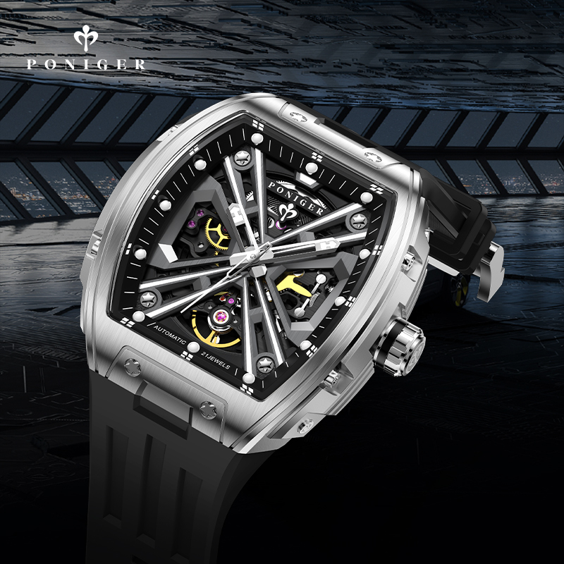 PONIGER Jam Tangan Pria Mekani - Luxury Watch On Rubber Strap ulasan dan harga