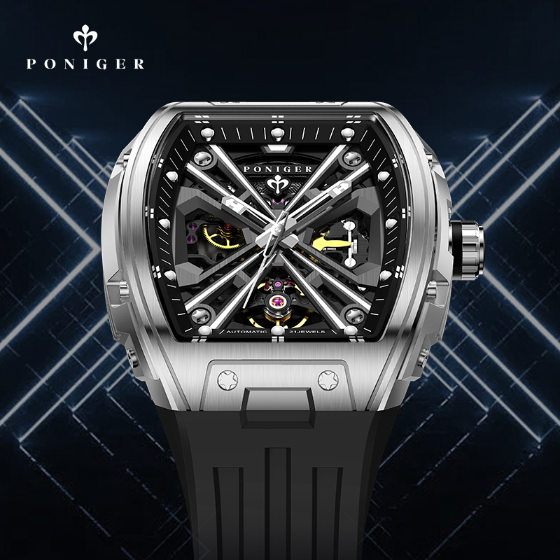 PONIGER Jam Tangan Pria Mekani - Luxury Watch On Rubber Strap ulasan dan harga