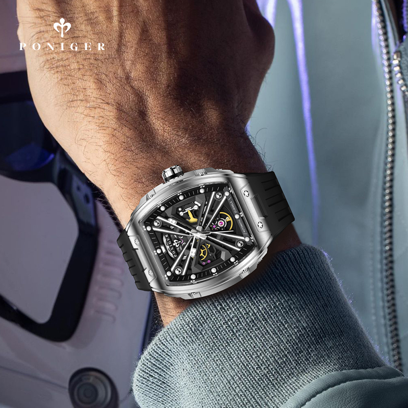 PONIGER Jam Tangan Pria Mekani - Luxury Watch On Rubber Strap ulasan dan harga