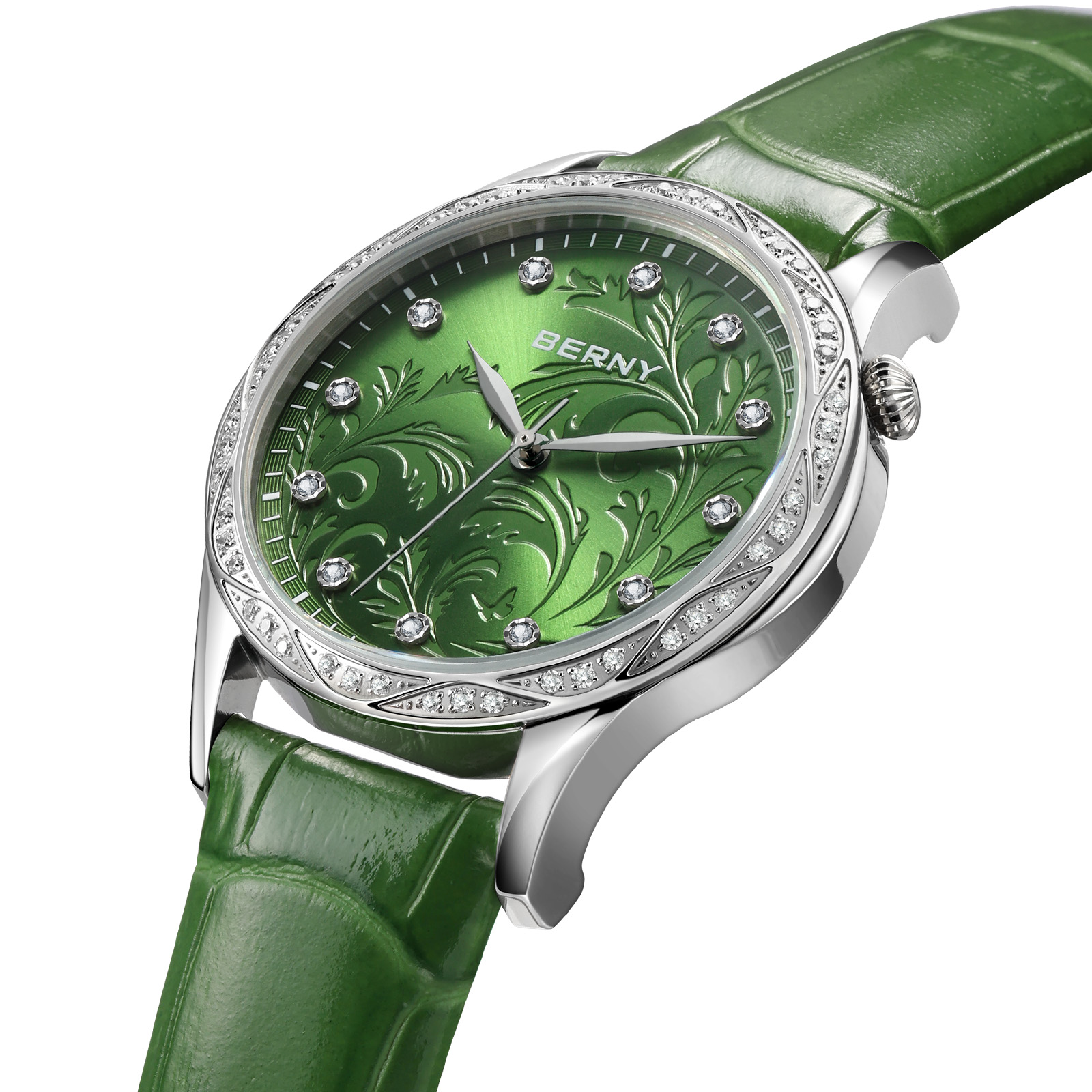 BERNY Jam Tangan Kuarsa Wanita - Luxury Watch With Green Dial ulasan dan harga