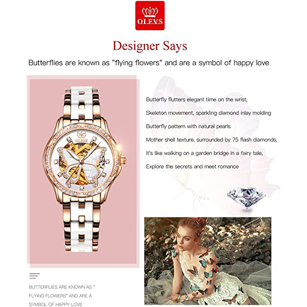 OLEVS Jam Tangan Wanita Otomat - Luxury Watch White ulasan dan harga